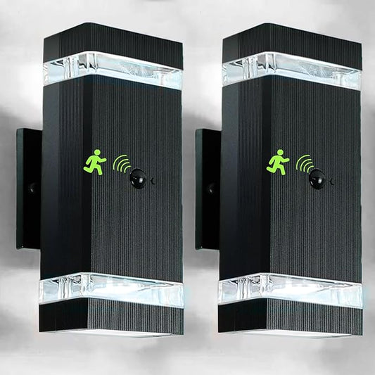 Motion Sensor Outdoor Wall Lights, Dusk to Dawn Exterior Light Fixtures with 3 Modes, Modern Up Down Wall Sconce, Waterproof Aluminum Porch Light for Garage, Patio, Front Door