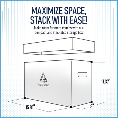 Bundle Set - Premium Short Comic Book Storage Box (3 Pack - White). Thick Cardboard Comic Book Box/Cabinet. Comics Books Bin for 150-175 Collectibles & White Comics Books Dividers (25 Pack)