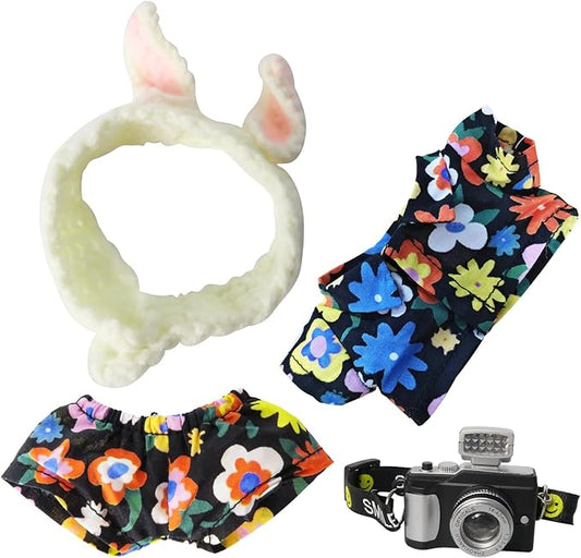 4-Piece Clothes - Cloth for Dolls Outfit, Shirt + Trousers + Headwear + Camera, No Doll