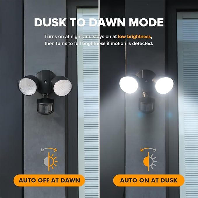 UME 2 Pack 32W 3500 Lumen LED Security Lights Motion Sensor Light Outdoor, 5000K Daylight, IP65 Waterproof, Dusk to Dawn, Motion Detector Flood Light for Garage, Yard, Porch-Black