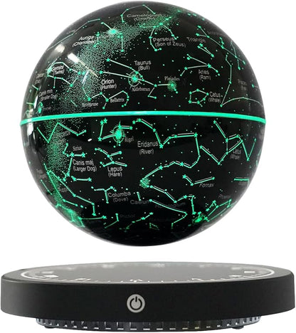 6" Magnetic Levitation Floating Globe Anti Gravity Rotating Constellation Ball with LED Light Display Globe for Children Educational Gift Home Office Desk Decor (Black-Clock)