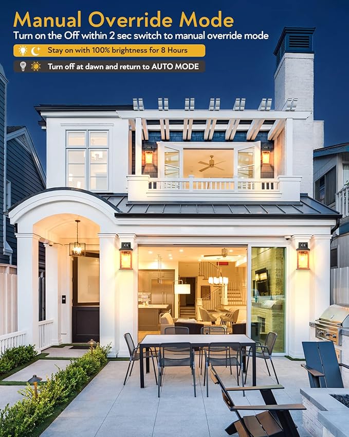 VIANIS Motion Sensor Outdoor Lights, Dusk to Dawn Outdoor Lighting for House, Wood Grain Garage Lights, Lantern Wall Mount, Waterproof Porch Sconce for Entryway, with Anti-Rust, Weather Resistant