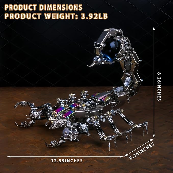 Adult 3D Metal Puzzle Giant Scorpion Model Kit 3D Metal Puzzle Mechanical Scorpion Block Difficulty DIY Assembly Kit - Men's High end Gift 1467pcs (Crusher - Scorpion)