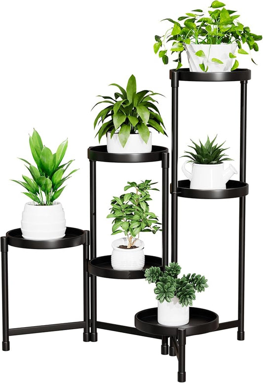 Tall Plant Stand Indoor Outdoor, Corner Metal Flower Pot Stands for Multiple Plants,6 Tier Heavy Duty Plant Shelf for Patio Garden Balcony Living Room Bedroom (6 tier)