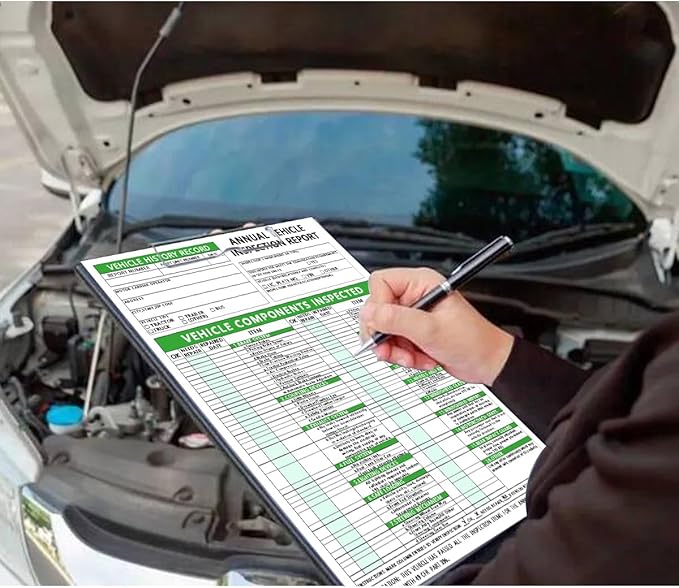 Annual Vehicle Inspection Report Form Dot Annual Inspection Forms and Stickers, 25-pk 3-Ply Carbonless Adhesive Vinyl Label 2-Ply, Driver Vehicle Inspection Report Book for Truck Drivers