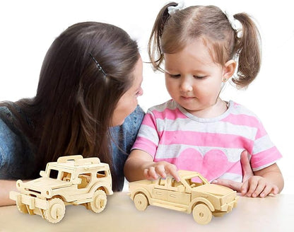 Georgie Porgy 2 Packs 3D Wooden Jigsaw Puzzle Set for Kids, Wooden Car Brain Teaser Puzzles Woodcraft Construction DIY Kits for Birthday STEM Gifts Educational Toys for Boys Girls (Car Pickup)