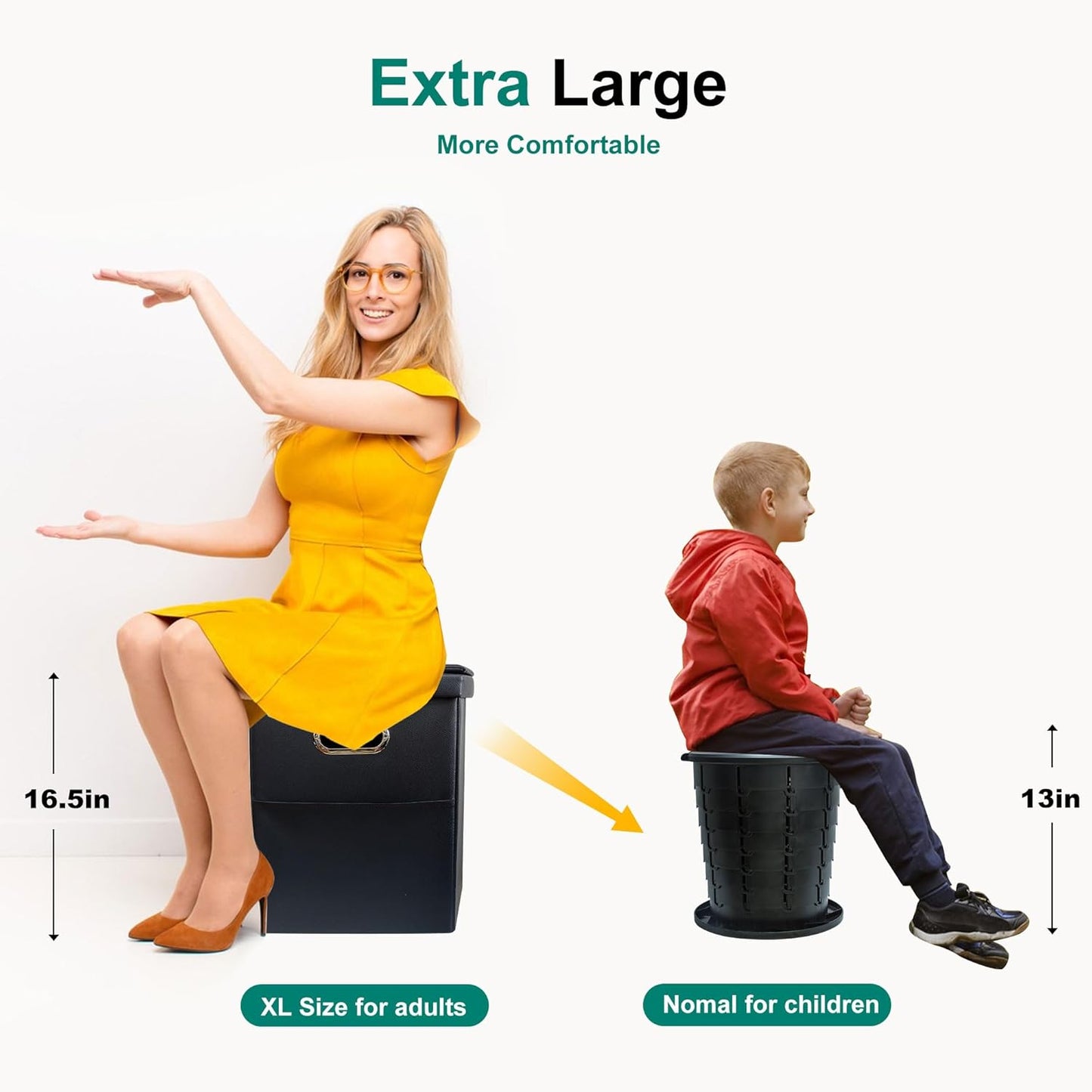 Upgrade XL Portable Toilet for Adults, Extra Large Portable Travel Floding Toilet, Camping Tall Toilets with Lid for Adults and Kids Compact Potty for Car,Hiking,Beach and Camping