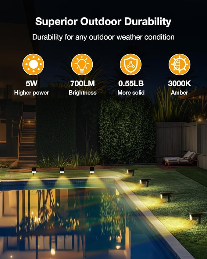 Solar Power Spotlight Outdoor Waterproof Landscape LED Accent Lighting for Yard, Tree, Plants, Walls, Path, Garden, Statues, Adjustable Brightness,Dusk to Dawn Long Lasting 6 Pack Warm White