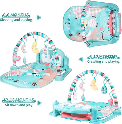 TEMI Baby Gym Toys & Activity Play Mat, Kick and Play Piano Gym Center with Music and Lights, Electronic Learning Toys for Infants, Toddlers, Newborn, Girls and Boys Ages 1 to 36 Months