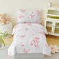 PERFEMET 4 Pieces Bow Comforter for Toddler Girls Reversible Bowknot Pink Toddler Bedding Set Ultra Soft Lightweight Princess Crib Bed Set with Sheets