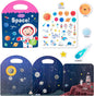 Portable Jelly Sticker Quiet Book for Toddlers, Montessori Busy Book, Preschool Learning Activities Travel Toys (Space)