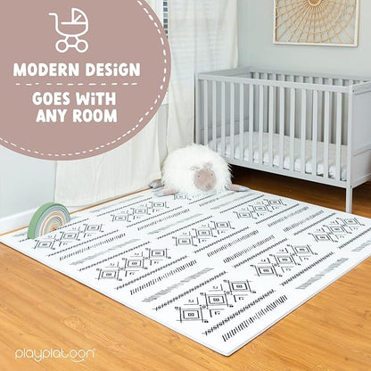 Play Platoon Non-Toxic Extra-Thick Children's Play Mat, 9 Tiles - 72 x 72 inch Comfortable Cushiony Foam Floor Puzzle Mat for Kids & Toddlers with 24 x 24 inch Tiles - Black/White
