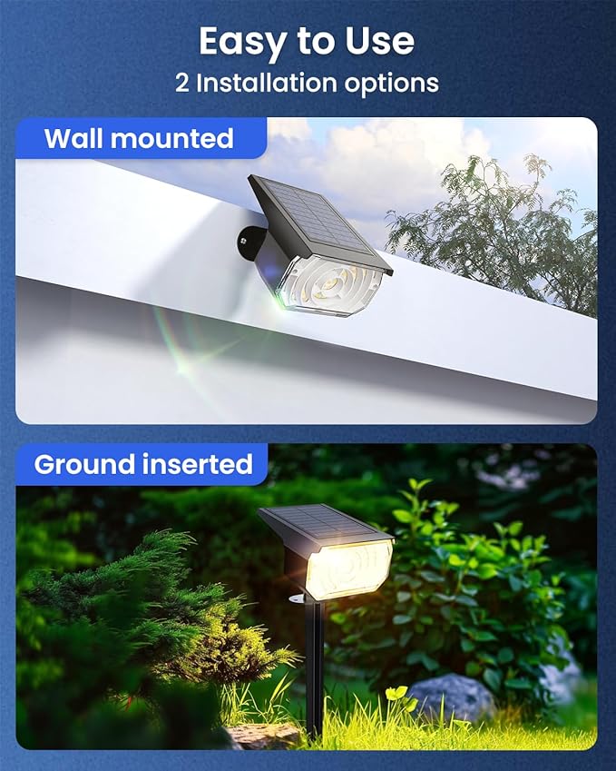 Solar Spot Lights Outdoor Waterproof IP67, 6 Lighting Modes 60 LED, Landscape Spotlights for Tree Yard Garden House Driveway Pathway（8 Pack）