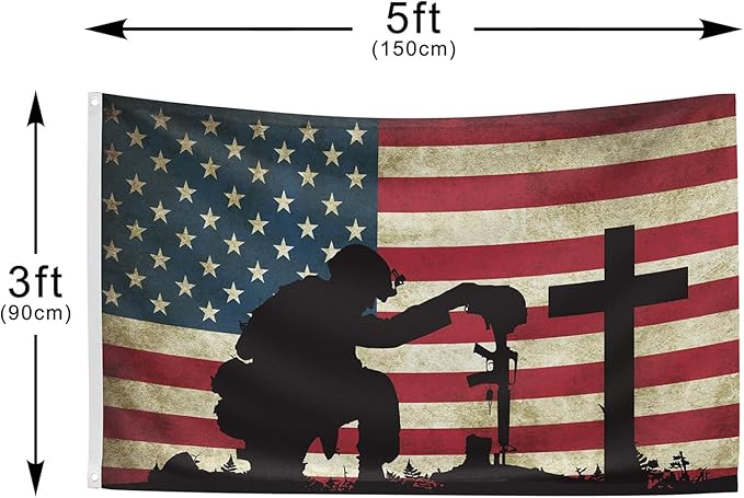 Memorial Day Flag 3x5 Ft for Outdoor Flag, Faith Over Fear Flag Remember Our Heroes Christian American Flags for Outside 3x5 Ft Double Sided Christian Banners with Brass Grommets