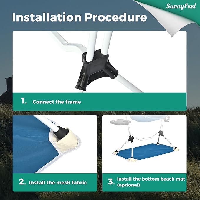 SUNNYFEEL Hammock Camping Chair, Oversized Swinging Camping Chair, Portable Hammock Chairs with Cup Holder, Beach Mat, MAX 300lbs Heavy Duty for Outdoor Travel Lawn Backyard Beach (Blue)