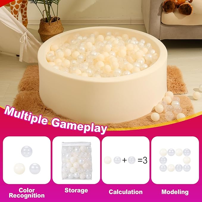 Realhaha Ball Pit Balls 50 100 200 500 Play Balls Plastic Balls for Baby Girls Toddlers Kids Play Tent Pool Playhouse Playpen Party Decoration