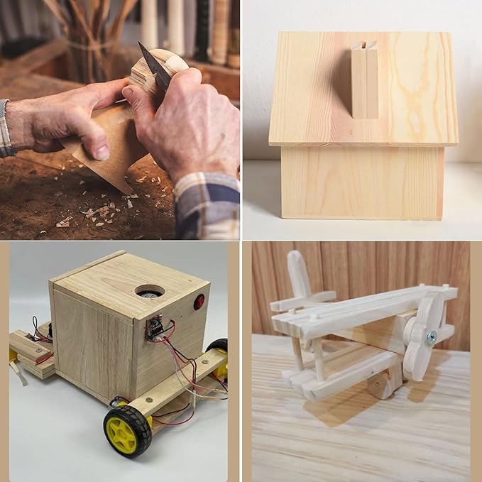 6PCS Rectangle Wood Boards Unfinished Wood Blocks for Crafting, 8x3x1in Blank Whittling Wooden Blocks for Wood Carving,Painting & Burning