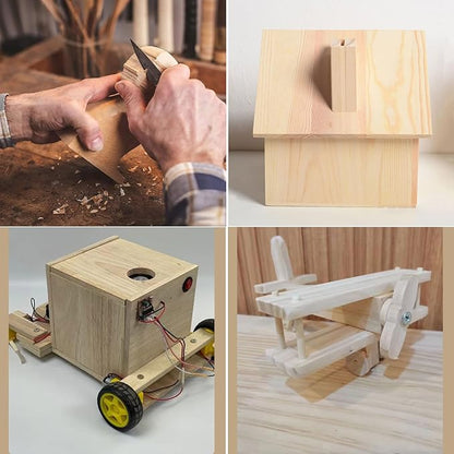 6PCS Rectangle Wood Boards Unfinished Wood Blocks for Crafting, 8x3x1in Blank Whittling Wooden Blocks for Wood Carving,Painting & Burning