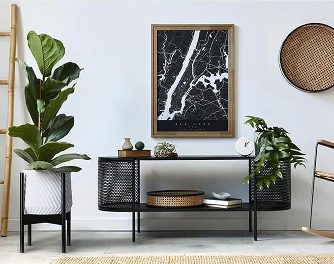 Fox & Fern Bamboo Plant Stand — 11.8 Inch Fixed Size Wooden Mid Century Plant Stand for Indoor Planters; Raised Large Flower Pot Holder for Indoor Big Pots; Plug In Design; Two Height Options - Dark Bamboo