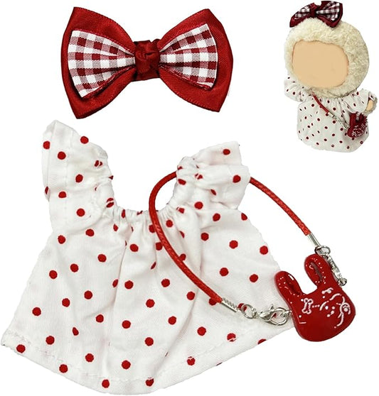 17cm Doll Clothes, Cute Dolls Dress, 3 Piece Set Bow Clip Clothing, Stylish Adorable Dolls Clothes Accessories (No Doll)