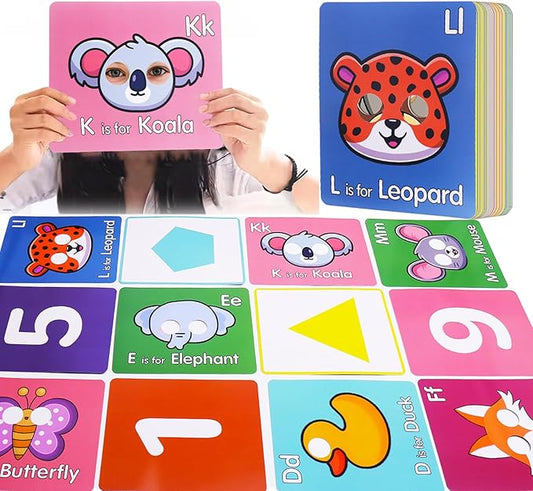 46 PCS Alphabet Flash Cards,Giant ABC Animal Flash Cards for Toddler,46 Lowercase and Uppercase Letter Cards,Educational Learning Games for Kids,Preschool Kindergarten Toys