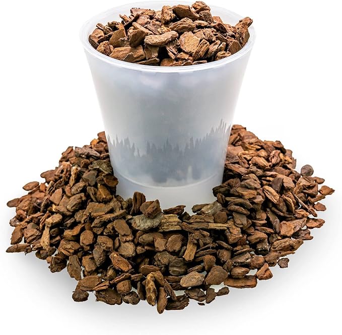 New Zealand Pinus Radiata Bark - Organic Hand Mixed New Zealand Orchiata Pine Bark for Orchids - Medium Chips 9-12mm - 2 Quart Bag