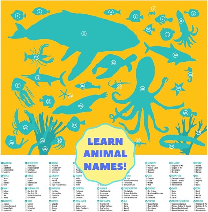 Crocodile Creek 100-Piece Jigsaw Puzzle for Kids Ages 5 and Up - Fun and Educational Table or Floor Puzzles - Storage Canister with Handle - Ocean Animals - 14” x 19” Finished