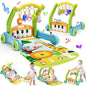 Baby Gym Play Mat with Walker, 2 IN 1 Kick and Play Piano Activity Center with Light & Music, Tummy Time Mat & Baby Push Toys for 0-6 12-18 Months, Sit-to-Stand Learning Walker for Infant Toddler Gift