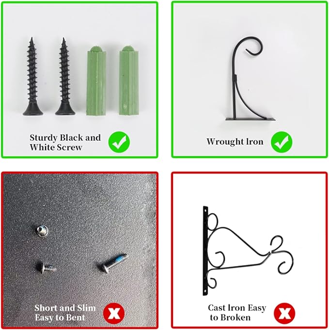 Simply Style Metal Hanging Plant Brackets 10inch, Pack of 2, Wall Mount Plant Hangers, Planter Hooks for Flower Baskets, Bird Feeders in Corridor/Patio/Porch/Garden