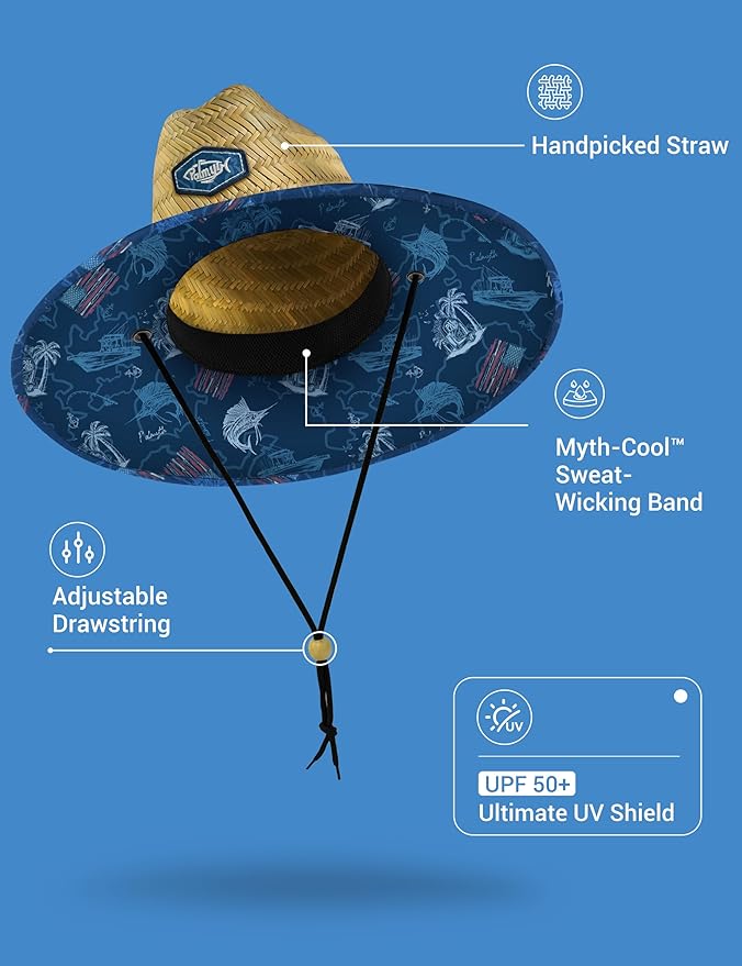Palmyth Straw Hat for Men & Women Sun Hats, Beach Hat, Fishing Hat Wide Brim UPF 50+ Sun Protection