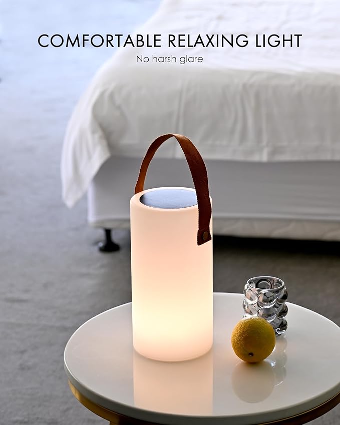 Solar Table Lamp, Portable Lamp for Outdoor/Indoor, Smart Outdoor Lantern with APP Control, RGB 8 Color Dimmable, Waterproof Cordless Lamp for Outside Patio Deck Camping