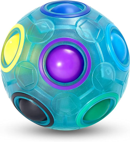 Vdealen Magic Rainbow Puzzle Ball, Fidget Ball Puzzle Brain Teaser Fidget Toy for Boys & Girls- Birthday Party Easter Valentines Christmas Stocking Stuffers for Kids Teen & Adults(Blue)