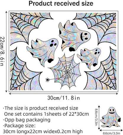 1 Sheet Halloween Window Clings Little Ghosts Static Window Decals Spooky Halloween Suncatcher Stickers Double Sided Windows Stickers for Home Holiday Party Store Glass Decoration