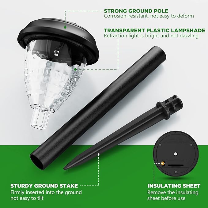 Super Bright Solar Lights Outdoor Waterproof 10 Pack, Dusk to Dawn Up to 12 Hrs Solar Powered Pathway Garden Lights Auto On/Off, LED Landscape Lighting Decorative for Walkway Patio Yard