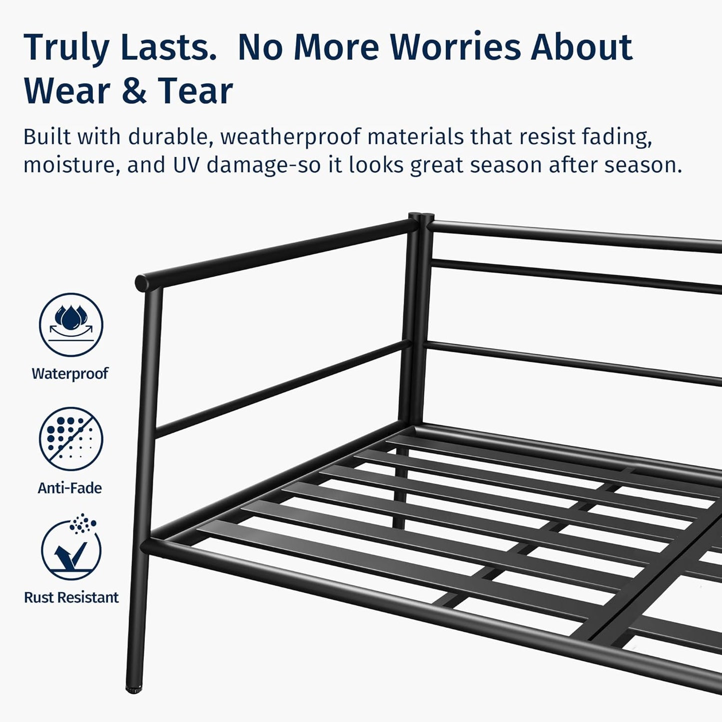 EAST OAK Corner Patio Furniture Set | Life Chatter 5-Seat Outdoor Furniture | Deep Seating Corner Sofa with Round Coffee Table | Extra-Thick & Washable Cushions | Misty Grey