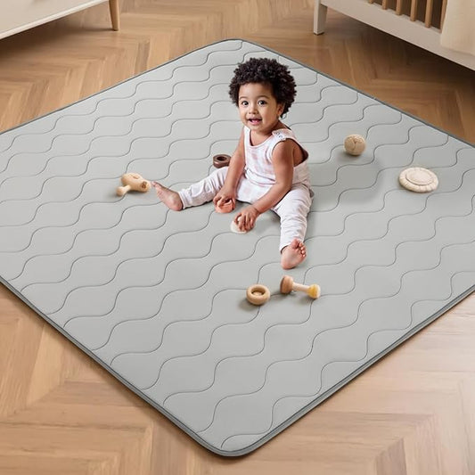 Baby Play Mat for Floor,47x47 Playpen Mat,Soft Crawling Playmate for Tummy Time and Travel,Washable&Easy Storage,Non-Slip Foam Floor Mats for Toddlers' and Infants' Play or Relax(Grey)