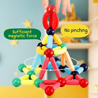 64PCS Magnetic Building Blocks, Montessori Magnet Toys for Kids Toddlers, STEM Learning Toys for Boys and Girls, Creativity Kids Game