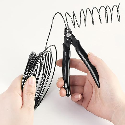 Sanlykate Bonsai Wire Tool Kit with Cutter, 3 Roll Tree Training Wires 98 Feet Total, 1.0mm, 1.5mm, 2.0mm Anodized Aluminum Wire Set, Hold Plant Branches Trunks - Black