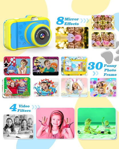 Kids Camera, 48MP 1080P Digital Camera for Kids with 3.5 Inch Big Screen, 10X Zoom, Selfie & Video, 32GB SD Card, 1200mAh Battery, Christmas Birthday Gifts for Boys Girls Ages 3-12 (Blue)