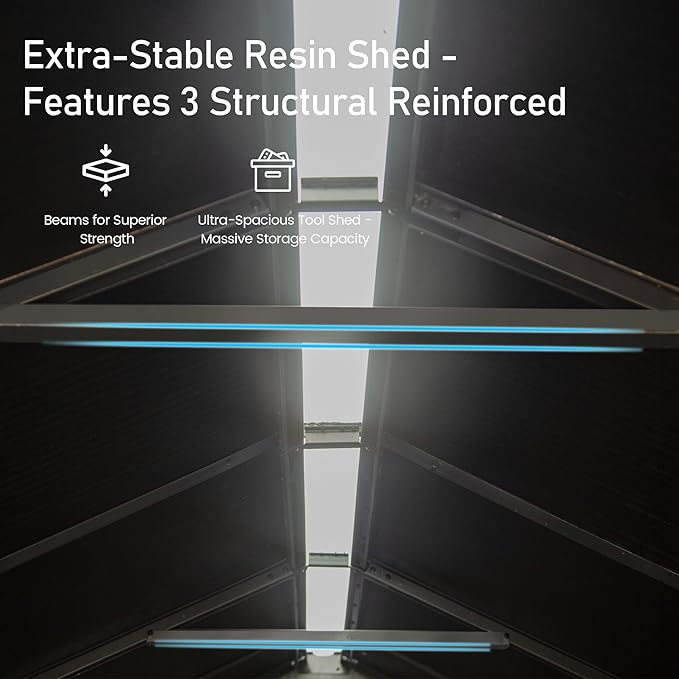 Domi 8x10 FT Outdoor Resin Storage Shed, All-Weather Double-Wall Garden Shed for Backyard, Lawn Tools, Bike, Mower & Pool Equipment with Lockable Doors, Ventilated Roof, Grey