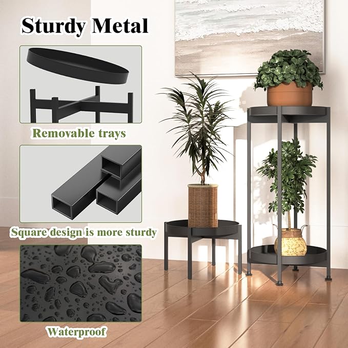 Plant Stand Indoor ,7.9'' H&25.5'' H Indoor Plant Stand Stable Plant Holder Flower Pot Stands for Multiple Plant Metal Single Plant Stand Indoor Small Plant Stand for Patio Garden Decor