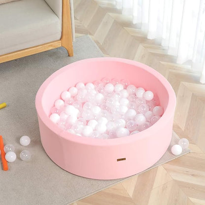 TRENDBOX Memory Foam Sponge Indoor Round Ball Pit (NO Balls) for Toddler Children (Light Pink)