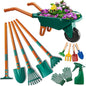 Kids Gardening Set-12 PCS Kids Gardening Tools Wheelbarrow Set with Shovel, Leaf Rake, Gloves, Spray Bottle-Toddler Gardening Set Play Outdoor Educational STEM Learning for Boys Girls Age 3 4 5 6 7 8+