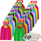 ADJOY Superhero Capes and Masks 24 Sets for Kids with Superhero Stickers Decoration - Superhero Themed Birthday Party Capes