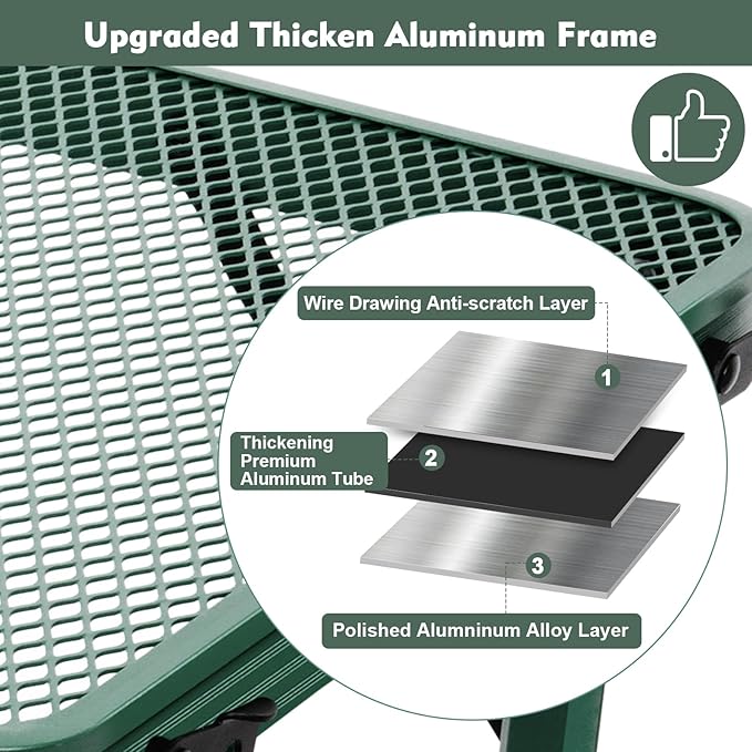 Square Folding Table, Easy for Storage, Compact and Portable Picnic Table for Grill, Outdoor Camping, Garden, Patio, Dining, BBQ, Party, Market and Card Table, 27.2 L×27.2W inches