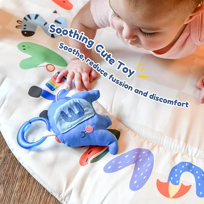 Baby Play Gym & Activity Mat with Light-up Musical Arch, Tummy Time Mat with 6 Detachable Sensory Toys for Motor Skills & Sensory Development, Baby Essentials Shower Gift - ABC123