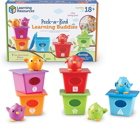Learning Resources Peek-a-Bird Learning Buddies - 15 Pieces, Age 18 Months+ Toddler Learning Activities, Preschool Toys, Educational Toy for Color Teaching