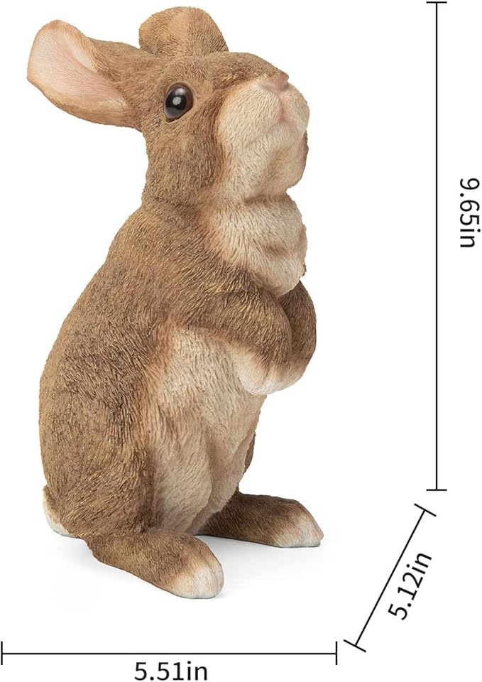 Bunny Statue Garden Statues Rabbit Figurines Decor Outdoor Polyresin Easter Decorations Bunnies Gifts Home House Kitchen Figurine Patio Lawn Yard Art Housewarming Funny Decoration 9.5inch