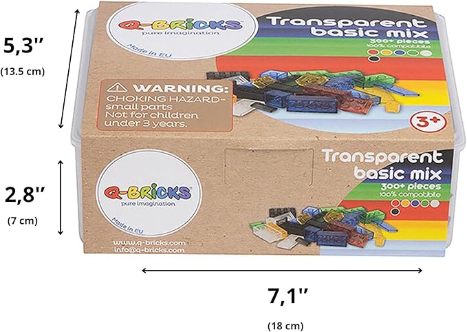 Transparent Building Bricks Set - 300-Piece Crystal-Clear Edition - Includes Reusable Storage Container - Fully Compatible with Other Brands