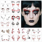 Halloween Bloody Eyeliner Temporary Tattoos for Adults, 16 Pairs Blood Red Eyes Fake Tattoos, Gothic Spooky Designs with Spiders Web, Bats, Skulls, Bloody palm